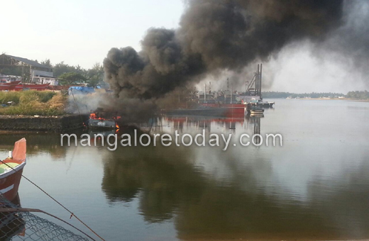 Coastal security speed boat catches fire